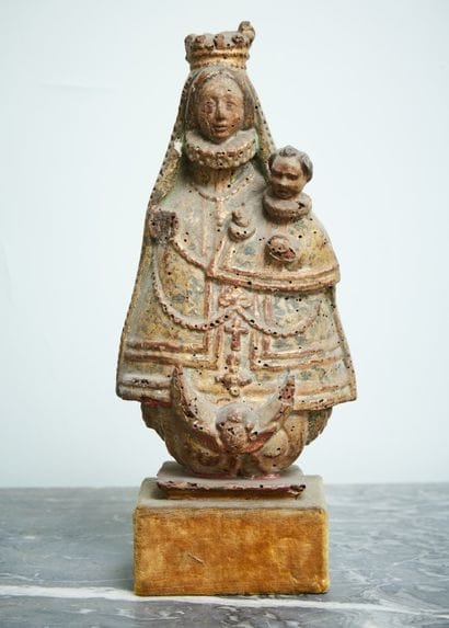 Virgin and child statue in polychrome and...