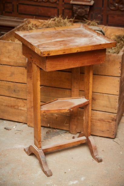 Small natural wood coffee table with a drawer...