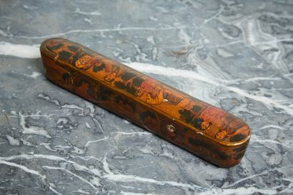 
Pencil box in painted cardboard decorated...