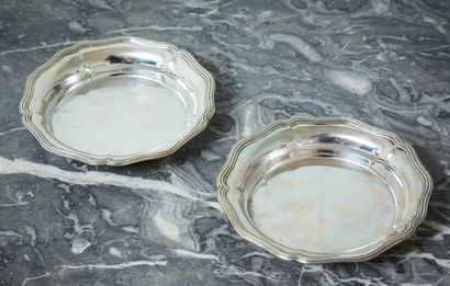 2 dessous de bouteilles en métal argenté,...