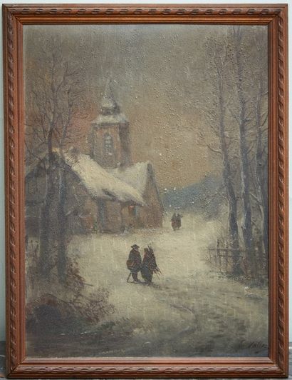 FRENCH SCHOOL (Vallez ?)

Church, Snowy Landscape.

Oil...