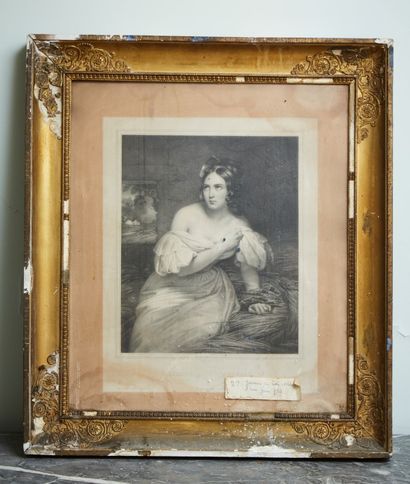 Engraving, Despair, Restoration period gilded...
