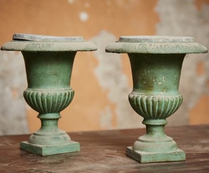 Pair of Medici shaped vases in green lacquered...