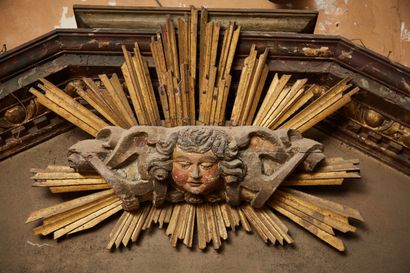 Important gilded and lacquered carved wood...