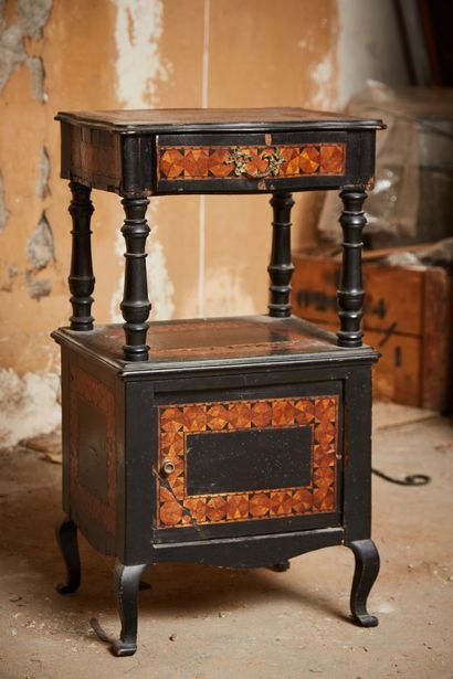 Veneer night table opening with a drawer...