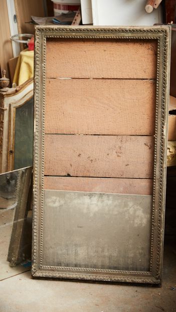 Small rectangular overmantel in carved wood...