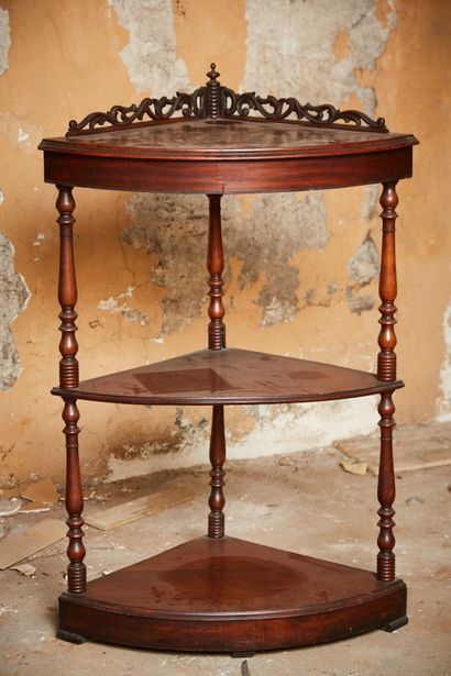 English style corner shelf in natural wood...