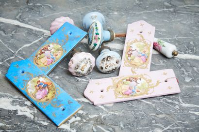 Two pairs of ornamental plates for door handles...
