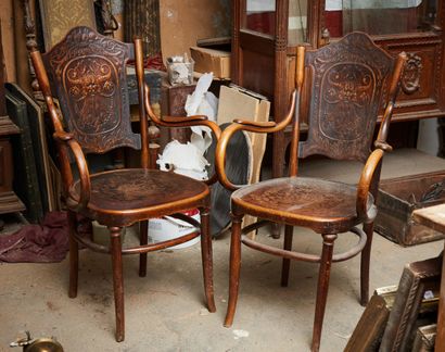 Pair of bentwood armchairs, circa 1900.