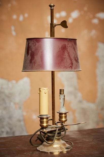 Lamp called bouillotte in bronze and painted...