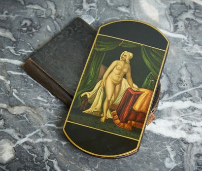 Etui à soufflet à décor de lithographies...