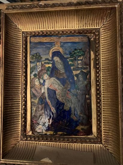 Deposition of a cross, enamel on copper (accidents)

19th...