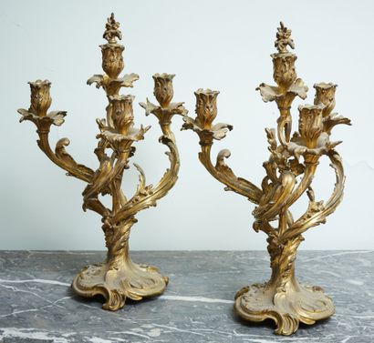 A pair of ormolu candelabras in the Louis...