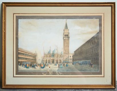 Engraving representing St Mark's Square in...