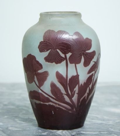 Small vase with acid-etched iris decoration...