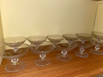 11 coupes à champagne en cristal (ébréchures)

Provenance...