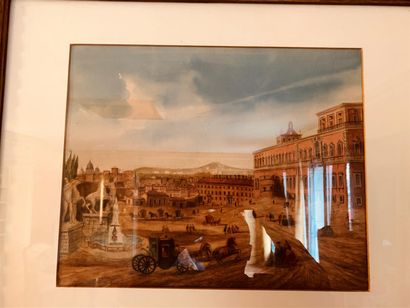 Ecole ITALIENNE

Vues de Rome

Deux aquarelles

28...