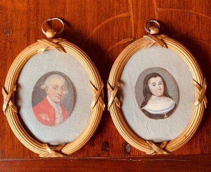 Deux miniatures peintes, l'une représentant...