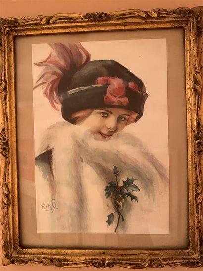 RINO (XXe)

Femme à la branche de houx 

Aquarelle

26...