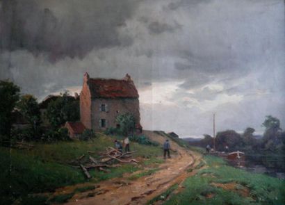 Daniel DUCHEMIN (1866-1930)
Au bord du canal...