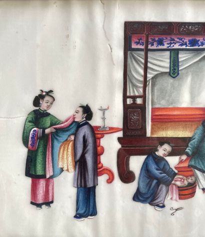 Deux gouaches sur papier de riz

XIXe siècle

19...