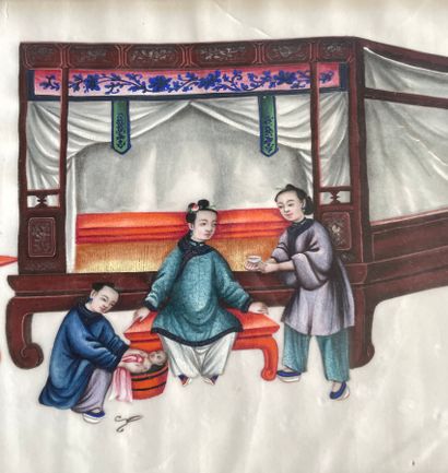 Deux gouaches sur papier de riz

XIXe siècle

19...