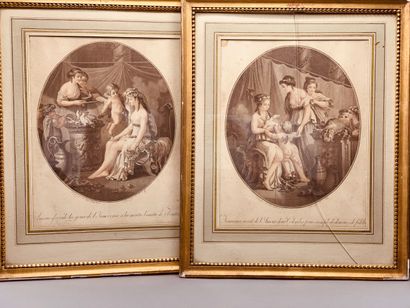 Paire de gravure de style Louis XVI sur le...