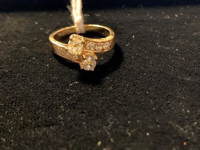 Bague toi & moi en or jaune 18K (750 millièmes)...