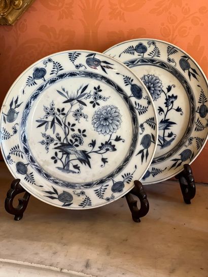 Paire d'assiettes en porcelaine de Saxe à...
