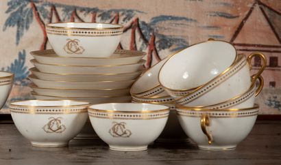 
White porcelain tea/coffee set with golden...
