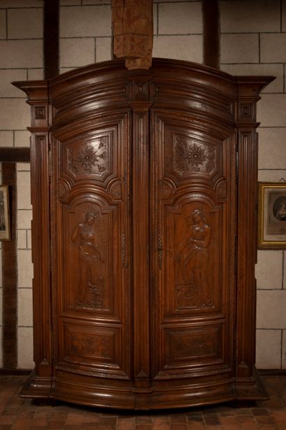 
Important carved wood display cabinet, the...