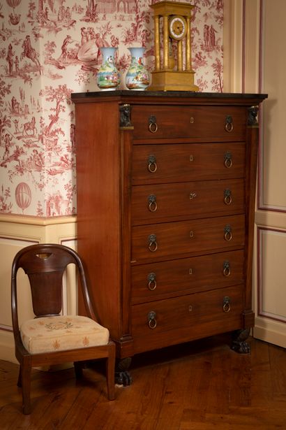 
Mahogany veneered weekly cabinet opening...