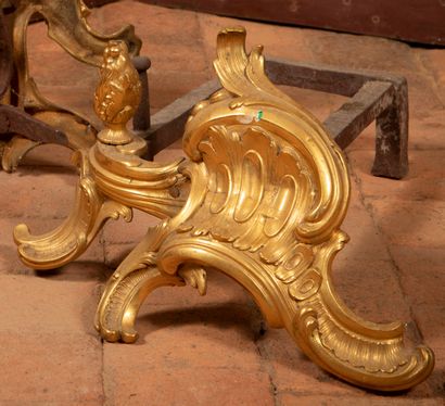 
Pair of ormolu andirons of rocaille form.




Louis...