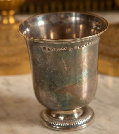 
Silver kettle on a gadrooned pedestal, the...