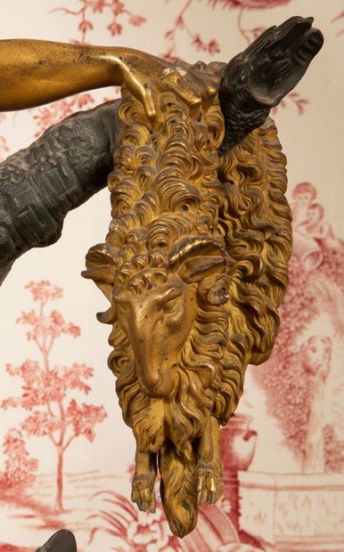 
Bronze clock with double brown and golden...