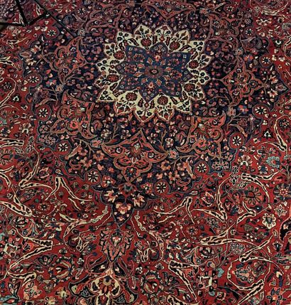 
Large Smyrna carpet with red background...