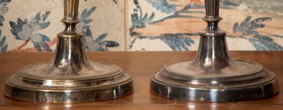 
Pair of candlesticks in silver plated bronze,...