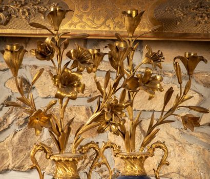 
Pair of candelabras formed by two vases...