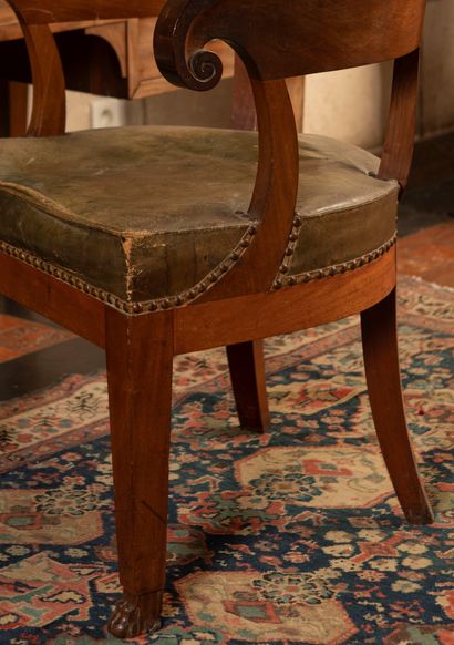 
Mahogany desk chair with a gondola back,...
