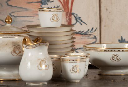 
White porcelain tea/coffee set with golden...