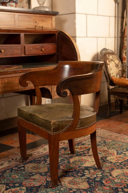 
Mahogany desk chair with a gondola back,...
