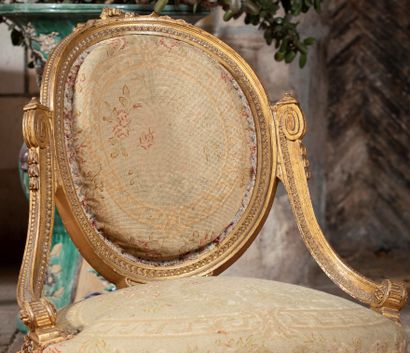 
Small carved and gilded wood chair with...