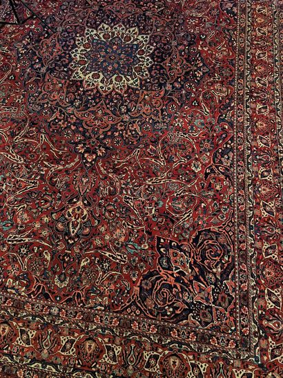 
Large Smyrna carpet with red background...