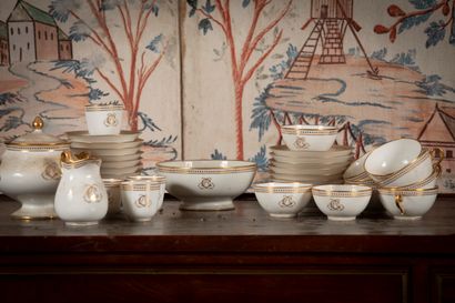 
White porcelain tea/coffee set with golden...