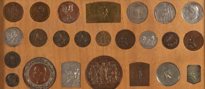
Frame containing many coins and various...