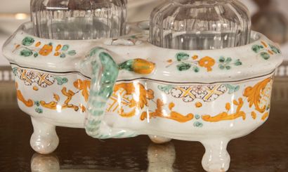 
Two handled earthenware oil and vinegar...