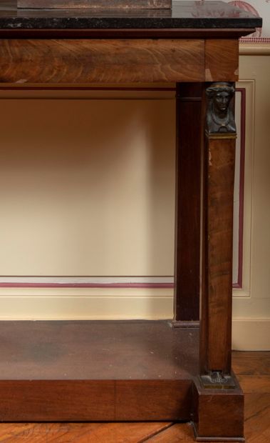 
Mahogany veneer console opening with a drawer,...