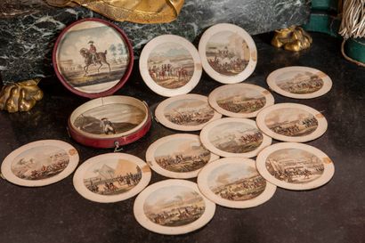 
Red morocco case containing engravings in...