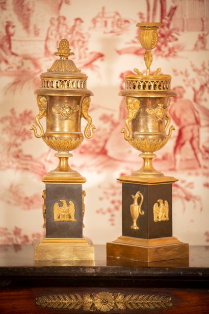 
Pair of candlesticks, in the shape of a...