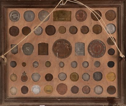 
Frame containing many coins and various...